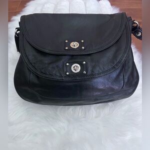 Marc By Marc Jacobs Black Shoulder/Crossbody Leather Bag with Flap Closure